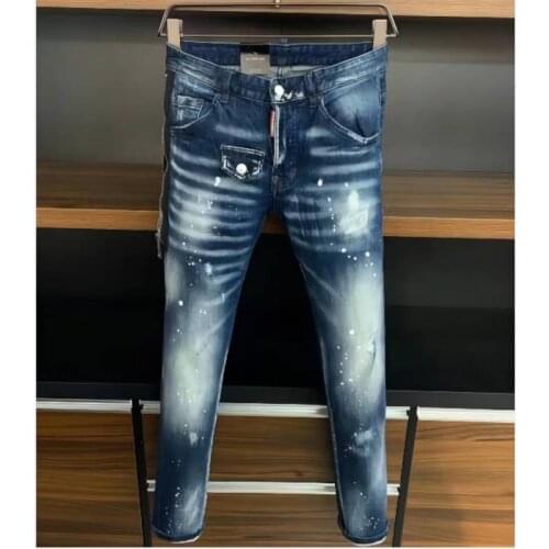 Men DSQ2 Jeans Pencil Pants Motorcycle Party Casual Trousers Street Clothing 2021 Denim Man Clothin 9718