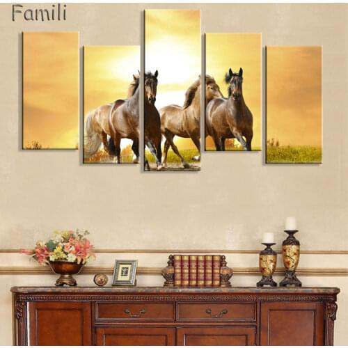 Wall Art Pictures Running Horse Large Modern Home Wall Decor Abstract Canvas Print canvas Painting Unframed 5 Pieces/set