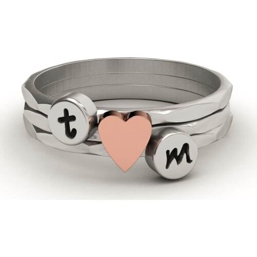 Creative Fashion Ol Letter Love Combination Couple Ring Plating Simple Plain Women Ring