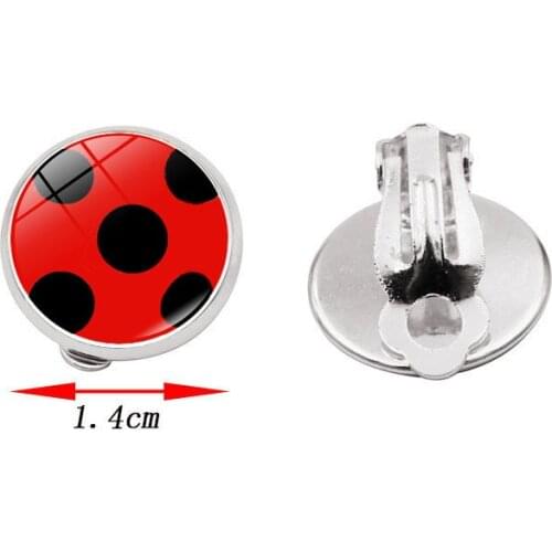 2020 New Ear Clip Ladybug Earrings Cosplay Ladybug Circle And Ladies Ladies Polka Dot Earrings Girls Party Gifts Anime Jewelry