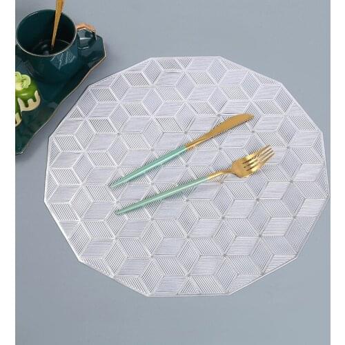 2021 Newest Hot Hollow Round PVC Placemat Table Mats Coaster Pads Heat-Resistant Wipeable Waterproof Anti-Slip Pad Home Decor