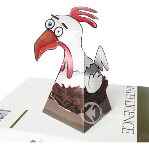 Optical Illusions Cock Chicken Ornaments Folding Cute Mini 3D Paper Model Papercraft DIY Kids Adult Handmade Craft Toys ER-070