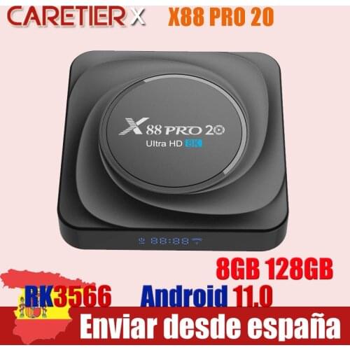 1PC Smart TV Box Android 11 8K 2021 8GB RAM 128GB ROM X88 PRO RK3566 20 TV Box 24fps 2.4G/5G WiFi 1000M Google Youtube 32GB 64GB