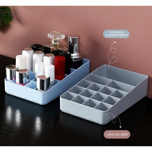 Split Cosmetic Storage Box 15 Grids Desktop Makeup Organizer Lipstick Holder Display Rack Storage Jewelry Accessories 3 Color