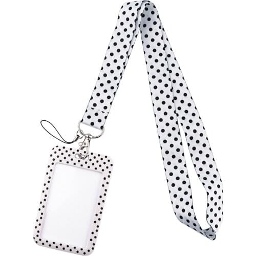 DZ1797 Wave Point Print Keychain Ribbon Lanyards for Keys ID Card Phone Straps Hanging Rope Lariat Students Badge Holder