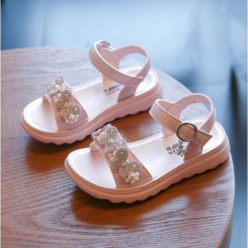Girls Sandals Gladiator 2021 Sweet Soft Childrens Beach Shoes Kids Summer Floral Sandals Princess Fashion Cute High Quality
