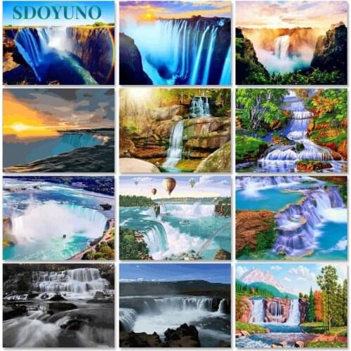 SDOYUNO 40x50cm Acrylic Paint By Numbers Scenery Oil Painting By Numbers On Canvas Landscape Frameless DIY Home Decor