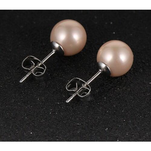 Fashion New Stainless Steel Simulated Pearl Stud Earrings for Women Female Wedding Engagement Party Jewelry Gift #0183