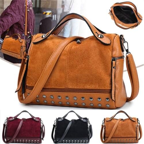 3 Colors Fashion Womens Large-capacity Shoulder bag Travel Rivet Matte Tote bag Messenger bag Handbag