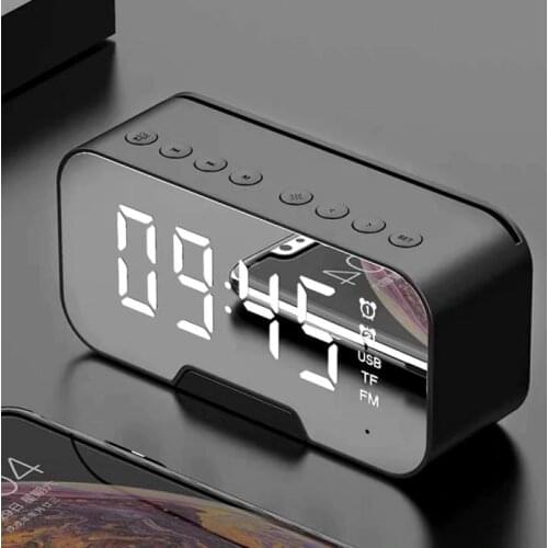 LED Mirror Wireless Bluetooth Speaker With Alarm Clock Function Portable Wireless Loudspeaker Sound System For Bedside Office