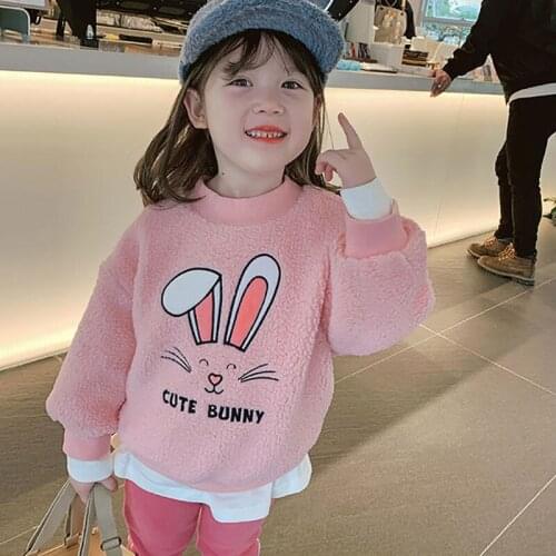 Cute Rabbit Spring Autumn Tops Hoodies Girls Sweatshirts Coat Kids Outwear Teenager Children Clothes High Quality
