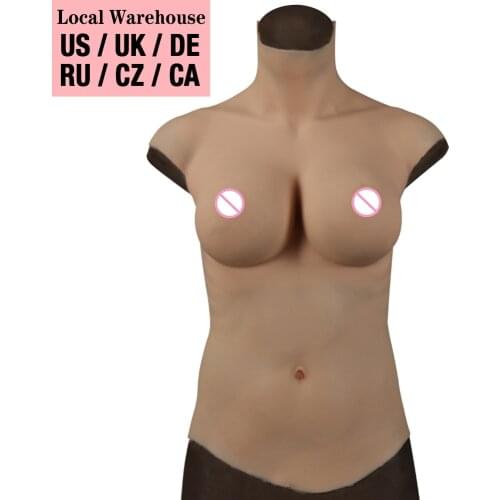 U-Charmmore Oil-Free Half Body Silicone Breastplate Fake Boobs Breast Forms For Transvestites Crossdresser Boy To Girl Transgirl