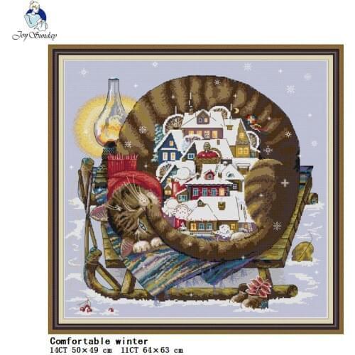 Comfortable winter count cross stitch kit 11ct 14ct DIY handmade needlework cat pattern cross stitch thorn needlework set crafts
