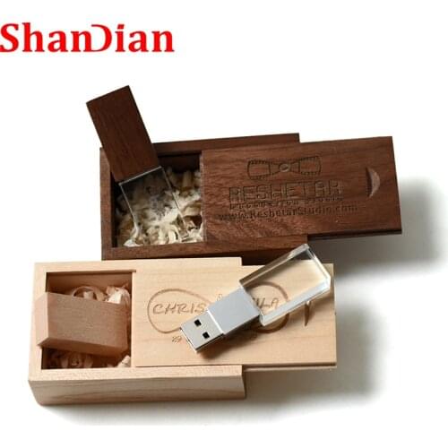 2.0 USB Crystal plus push-pull box Maple USB flash drives 64GB usb stick pen drive Pendrive high speed Memory Stick usb key gift