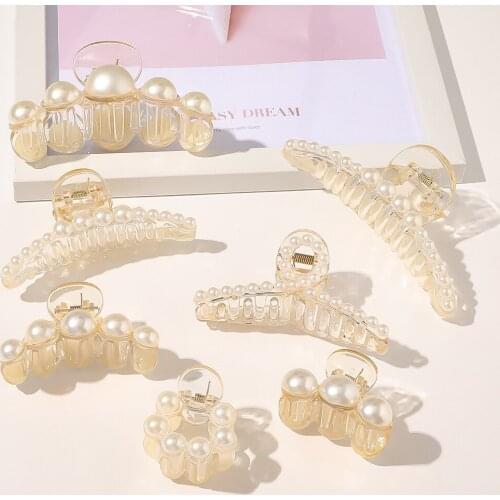 Sweet Pearl Hair Clips For Women Girls Hair Claw Chic Barrettes Claw Crab Hairpins Styling Fashion Hair Accessories