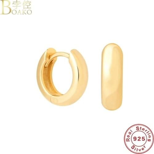 BOAKO 925 Sterling Silver Earrings For Women Gold Pendiente Piercing Ohrringe Hoop Earrings Brincos Aretes Fine Jewelry Gifts