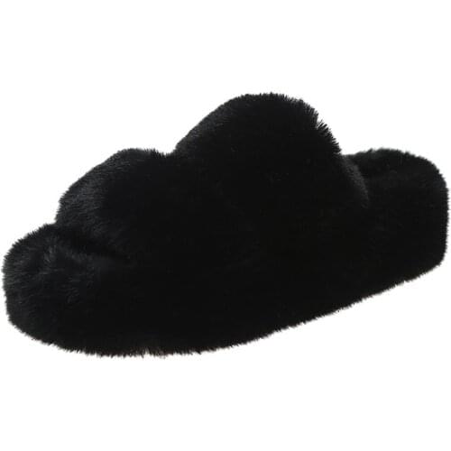 2021 New Ladies Slippers Fashion Suede Thick-soled Home Slippers Comfortable and Warm Plush Soft Sole Solid Color Womens Shoes