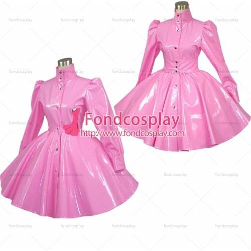 Sissy Maid Gothic Lolita Punk Pink Pvc Dress Cosplay Costume Tailor-made[G392]