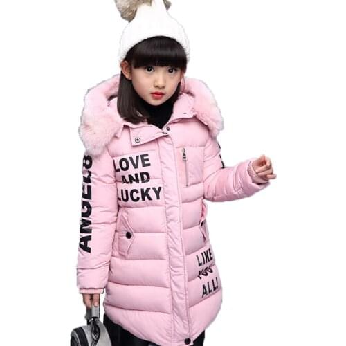 Winter Cotton-padded Jacket Children Girls 2019 Hooded Thick Warm Fashion Coat 4-12 Year Korean Kids Outerwear Children Clothing