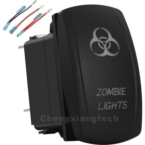 Zombie Lights Red Led 12v/24v Toggle Rocker Switch 5 Pins SPST ON/OFF + Jumper Wires Set For Car Boat Truck Waterproof