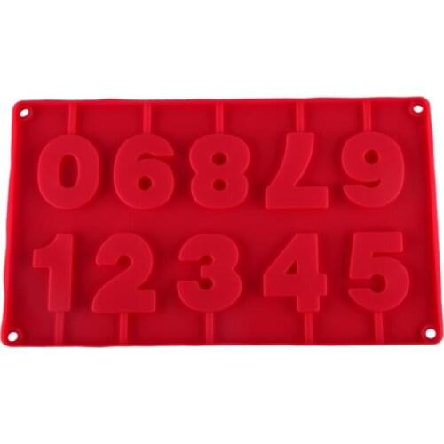 0-9 Number Silicone Lollipop Mold Ice Candy Chocolate Moulds Baking Tool Cake Jelly Candy Mold With Sticks Party Decoration
