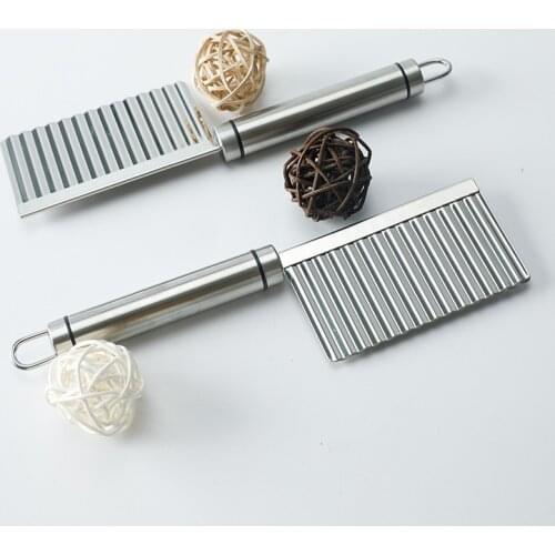 1Pcs Non-slip Wave Knife Silver Fries Chips Cutter Cooking Tools for Potato Cutting Corrugated Knife 304 Stainless steel