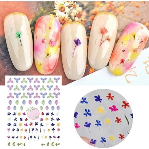 1 Pcs Craft Ultra-thin 3D Adhesive Nail Stickers Simulation Dried Flowers Nail Art Decoration Accessories Tools for Manicure