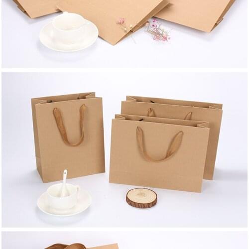 10pcs Paper Bag with Rope Solid Color Wedding Christmas Gift Package Bag Paper Shopping Bag Candy Bag