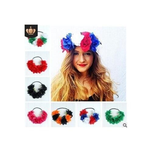 60pcs/lot DIY Simple Multi Artificial Flower Headbands On Halloween Cross Border FABRIC Garland Styling Tools Accessories HA615