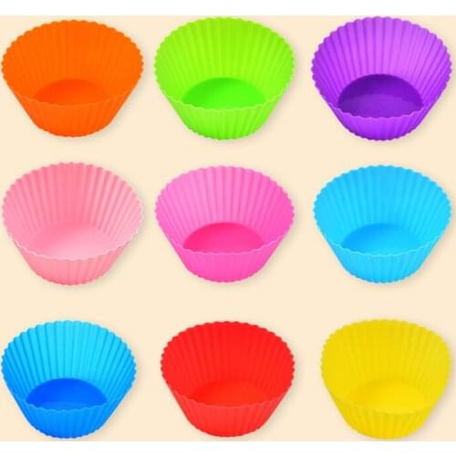 9pcs/Set Silicone Cake Mold Round Shaped Muffin Cupcake Baking Molds Kitchen Cooking Bakeware Maker DIY Cake Decorating Tools