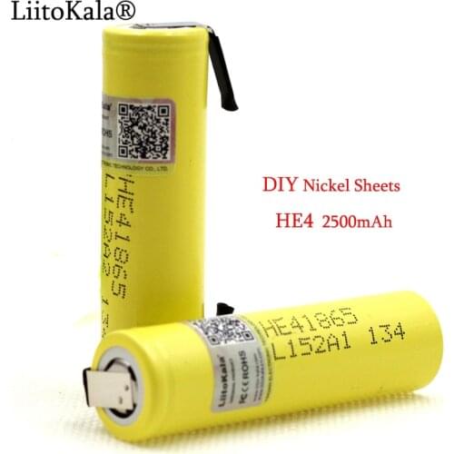 Liitokala New Original HE4 18650 Rechargeable li-lon battery 3.6V 2500mAh 20A discharge batteries+ DIY Nickel sheet