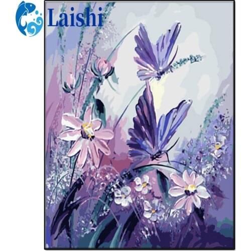 Diamond embroidery Abstract doodle landscape painting, flowers and butterflies full Square Diamond painting diamond painting