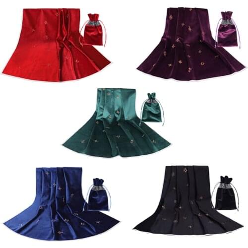 Velvet Altar Tarot Card Tablecloth w/ Bag Wicca Table Cloth Pouch Room Indoors, Foldable & Washable