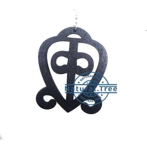 Free shipping!! laser cut African Adinkra wooden earrings