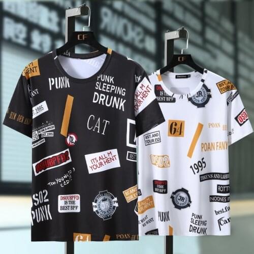 Plus size men plus fat t-shirt men loose round neck fat short-sleeved fat printed ice silk quick-drying male 10XL