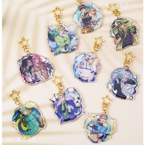 JoJos Bizarre Adventure Leone Abbacchio Diavolo GuIdo Mista Kira Yoshikage Keychain Acrylic Keyring Cartoon Pendant Cosplay