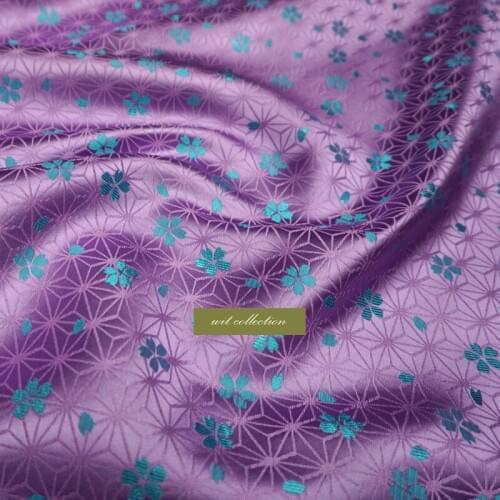 CF1114 Light Purple Sakura Brocade Jacquard Fabric Women/Kids Satin Silk Cheongsam Fabric Home Textiles Curtain DIY Materials