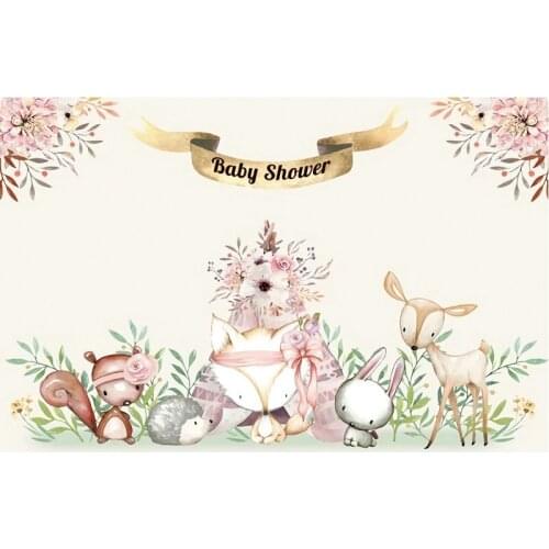 Baby Shower Cute Animals Happy Birthday Backdrop Holiday Party Room Decor Photo Booth Studio Prop