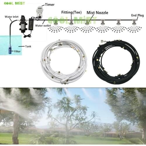 H21 Electrical DC 12V misting pump with 8M-18M mist system brass thread 0.3mm/0.4mm fog nozzles for patio outdoor cooling system