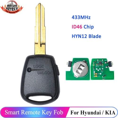 KEYECU Side 1 Button 433MHz ID46 Chip for Hyundai Accent 2006-2010 for Kia Rio Picanto Soul Venga Ceed Remote Key Uncut HYN12