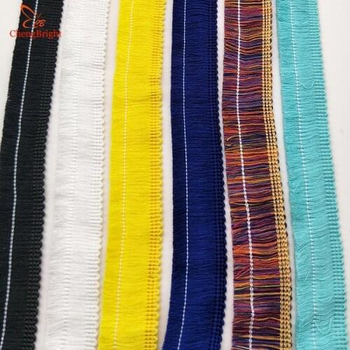 CHENGBRIGHT 100Yard 2.5CM width Lace Fringe Trim Tassel Fringe Trimming For Diy Latin Dress Stage Clothes Accessorie Lace Ribbon