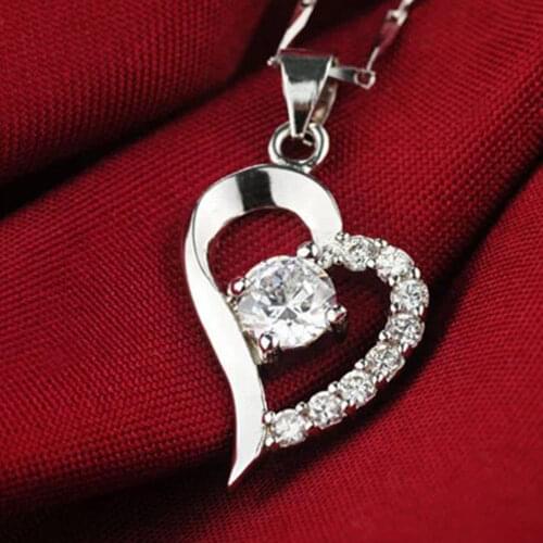 925 Sterling Silver Female Amethyst Heart Pendants And Necklaces For Women Wedding Party Retro Jewelry Gift Free Shipping GaaBou