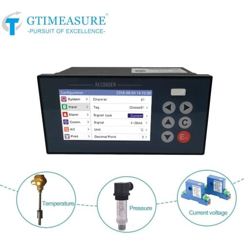Paperless Recorder Analog Input for Temperature Pressure Data Curve Humidity Current Voltage 4-20mA Datalogger