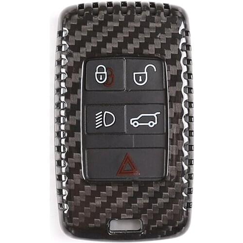 Real Carbon Fiber Car Key Shell Cover Trim For Land Rover Discovery 5 Range Rover Vogue Sport 2018 2019 For Evoque 2020 Styling
