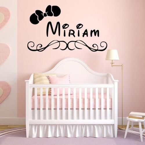 Bowknot Wall Sticker Custom Girls Name Vinyl Decal Childrens Room Wall Decoration Kids Girl Bedroom Decor Removable Art Murals