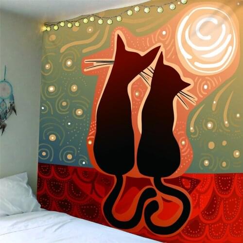 Cartoon Sugar Cat Wall Hanging Tapestry Printed Decorative Purple Bedspread Dorm Cover Beach Towel Home Room Wall Art Decor