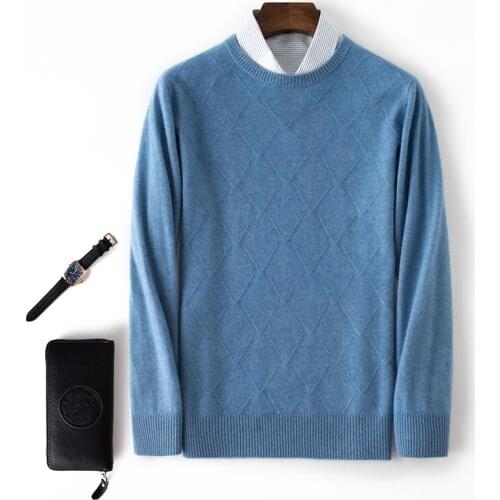 High-Grade 2021New Spring Autumn 100% Cashmere O-Neck Sweaters Winter Fashion Clothing Mens Sweaters Solid Color Fit Pullover K