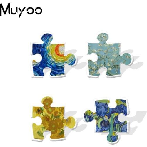 2021 New Arrival Van Gogh Oil Paintings Puzzles Prints Handcraft Epoxy Acrylic Lapel Pins Clothing Pins