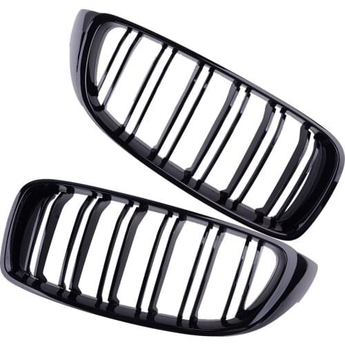 1Pair Front Bumper Kidney Grills Grille Twin Bar Dual Slat 51137294817 51138054331 Fit For BMW 4 Series F32 F33 F36 M4 2016 2017