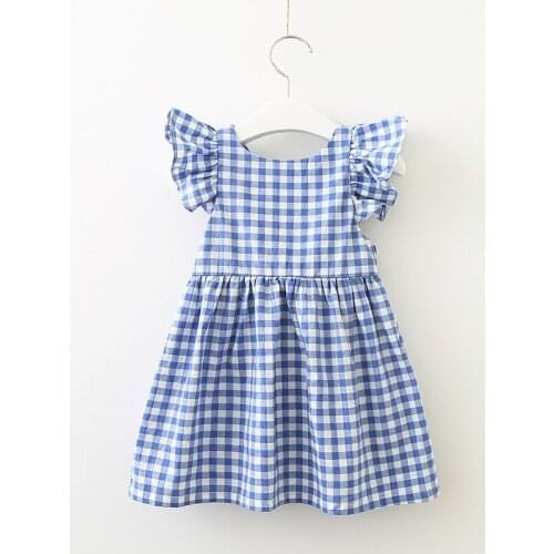 Little girls dresses summer 2020 cotton baby girl plaid party princess dress kids clothes for children size 12 3 4 5 6 7 8 years